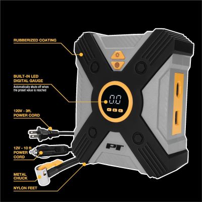 WLMW7904 image(0) - Wilmar Corp. / Performance Tool AC/DC Powered Tire Inflator w/Auto-Stop