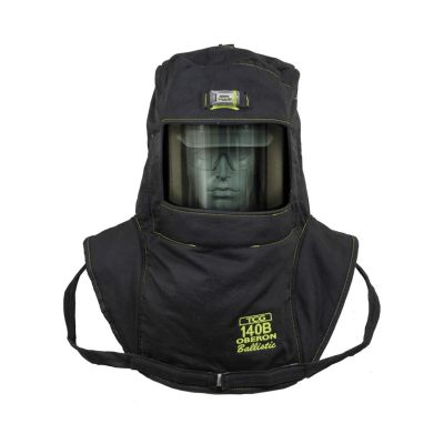 OBRTCG140B-C image(0) - OBERON Hood with Hard Cap - Arc Flash - 140 Cal TCG - Color: Black - Window: True Color Grey (TCG)