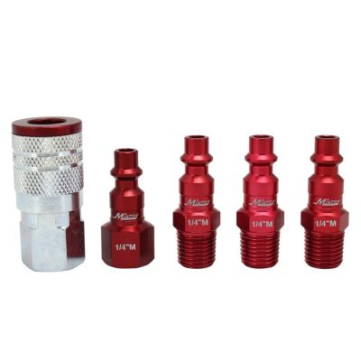 MILS-305MKIT image(0) - Milton Industries 5 pc. ColorFit Set, M-style Red, 1/4"