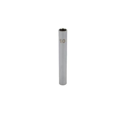 VIMEDM410 image(0) - VIM Tools 10 mm Extra Deep Metric Socket, 1/4 Inch Square Drive, Chrome
