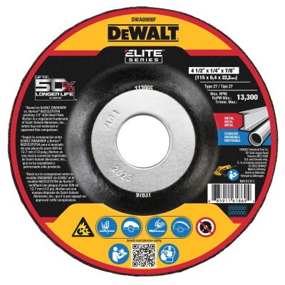 DWTDWA8908FC image(0) - DEWALT 4-1/2 In x 1/4 in Ceramic Abrasive Chop / Cut-Off Blade with 7/8 in Arbor (1 Pack)
