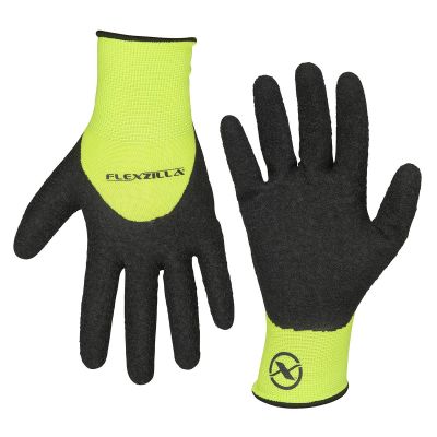 LEGGC241PL image(0) - Legacy Manufacturing Flexzilla&reg; Pro 3/4 Crinkle Latex Dip Gloves, Crinkle Latex Palm, Black/ZillaGreen&trade;, L