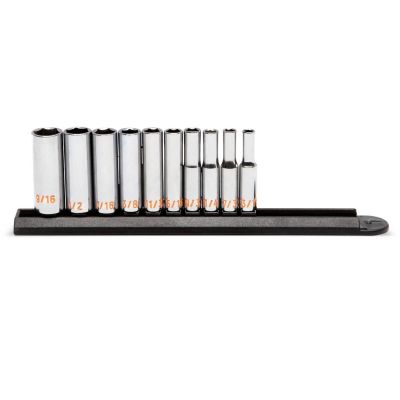 KDT80305H image(0) - GEARWRENCH 10 Piece 1/4" Drive 6 Point SAE Hi-Viz Deep Socket Set