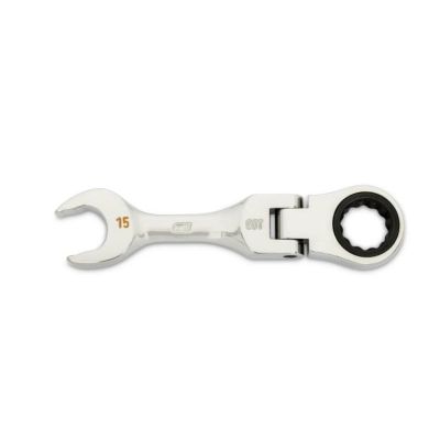 KDT86865 image(0) - GEARWRENCH 15mm 90-Tooth 12 Point Stubby Flex Combination Ratcheting Wrench