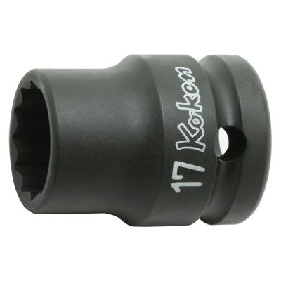 KKN14406M-17 image(0) - Ko-ken USA 14406M-17 1/2 Sq. Dr. Socket 17mm 12 point Length 38mm Thin walled