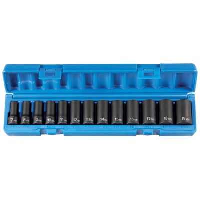 GRE1203MSD image(0) - Grey Pneumatic 3/8" Drive 13 Piece Semi-Deep Metric Set - 12 Point