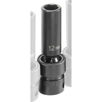 GRE1012UMD image(0) - Grey Pneumatic 3/8" Drive x 12mm Deep Universal Socket 6 Point - Black