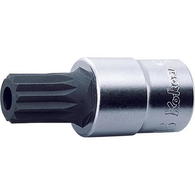 KKN4020-60-MH16 image(0) - Ko-ken USA 4020.60-MH16 1/2 Square Drive Bit Socket XZN MH16 Triple Square Length 60 mm with Hole