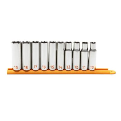 KDT80704H image(0) - GEARWRENCH 10 Piece 1/2" Drive 6 Point Metric Hi-Viz Deep Socket Set