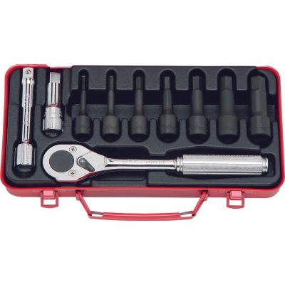 KKN4227M image(0) - Ko-ken USA 4227M 1/2 Sq. Dr. 10 Piece Hex Bit Socket set  5-17mm
