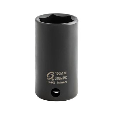SUN318MRD image(0) - SUNEX 3/8" Drive 18mm Semi-Deep Impact Socket