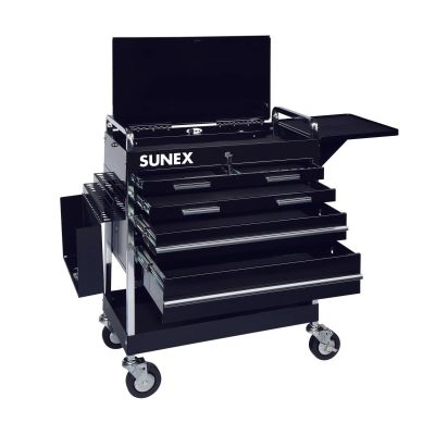 SUN8045BK image(0) - SUNEX Heavy Duty 5 Drawer Service Rolling Tool Cart with Locking Top - Black