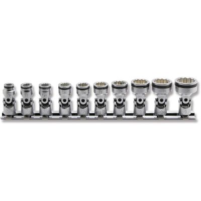 KKNRS2446A-10 image(0) - Ko-ken USA 1/4" Sq. Drive SAE Universal 12-Point NUT GRIP 10 Piece Socket Set