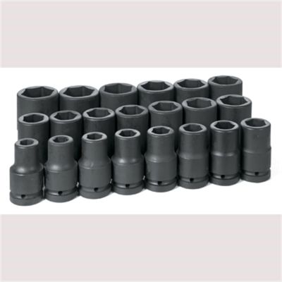 GRE9021D image(0) - Grey Pneumatic 1" Dr. 21 Piece Deep Fractional Set 3/4" to 2"