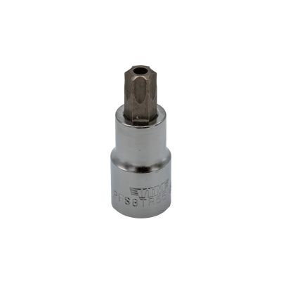 VIMPFS8TR55 image(0) - VIM Tools TR55 Tamper Proof TORX Gun Metal Gray Bit, Satin Chrome 1/2 Inch Square Drive Bit Holder