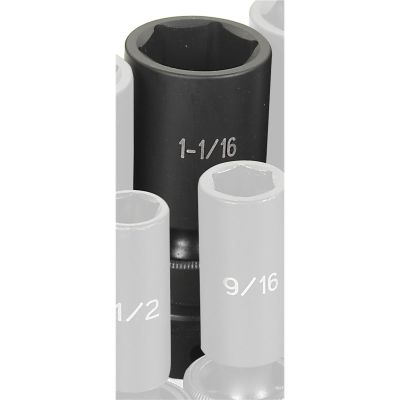 GRE2034UD image(0) - Grey Pneumatic 1/2" Drive x 1-1/16" Deep Universal Socket 6 Point - Black