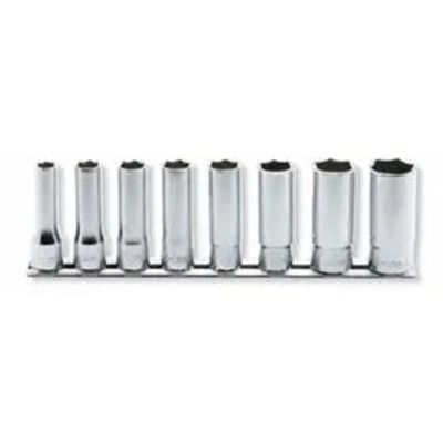 KKNRS3305M-8 image(0) - Ko-ken USA RS3305M/8 8 Piece 3/8 Sq. Dr. 12 point , Metric, Chrome, Deep Socket set