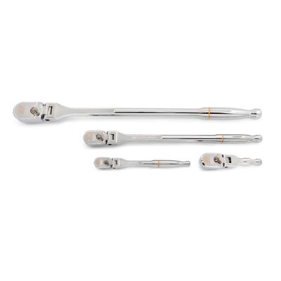 KDT81230XP image(0) - GearWrench 4 Piece 1/4 Inch, 3/8 Inch, and 1/2 Inch Drive 120XP Full Polish Flex Handle Teardrop Ratchet Set