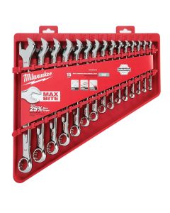 MLW48-22-9415 image(0) - 15-PC MAX BITE COMBI WRENCH SET - SAE, OPEN-END GRIP, I-BEAM HANDLE