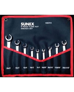 SUN9809A image(0) - 9 Pc Polish SAE Metric Flare Nut Wrench Set