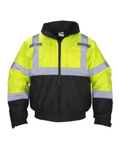 SAS690-1509 image(0) - Class-3 Hooded Reflective Yellow Bomber Jacket, Large