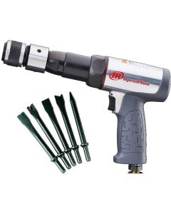 IRT119MAXK image(0) - Industrial Duty Long Barrel Air Hammer 5-Piece Chisel Set, Vibration Reduced, 2530 BPM, 3-1/2" Stroke, 3/4" Bore