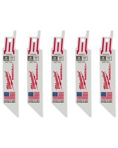 MLW48-00-5090 image(0) - 5-PK OF 4" 10 TPI METAL CUTTING SAWZALL RECIP SAW BLADES