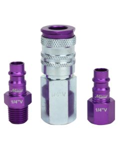 MILS-303VKIT image(0) - Milton Industries 3pc HighFlowPRO Set,V-style Purple,1/4"