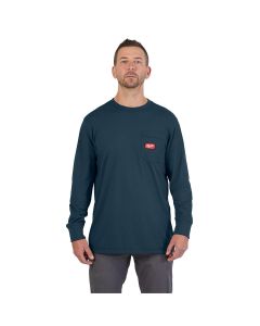MLW606BL-L image(1) - Milwaukee Tool GRIDIRON Pocket T-Shirt - Long Sleeve Blue L