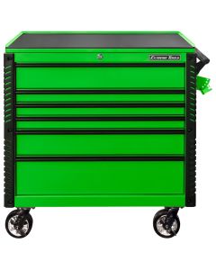 EXTEX4106TCGNBK image(0) - Extreme Tools EX Professional Series 41 Inch 6 Drawer Open Top Tool Cart with PVC-coated work surface -  Lime Green with Black Drawer Pulls