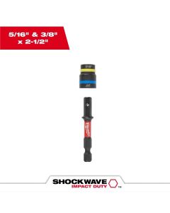 MLW49-66-4743 image(0) - Milwaukee Tool SHOCKWAVE Impact Duty 5/16 Inch and 3/8 Inch x 2-1/2 Inch QUIK-CLEAR 2-in-1 Magnetic Nut Driver Bulk 25