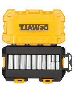 DWTDWMT73814 image(1) - DEWALT Drive Socket Set, SAE, 1/2-Inch Drive, 10-Piece
