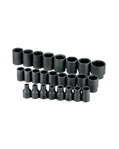 S K Hand Tools SOCKET SET IMPACT 1/2IN. DRIVE 25PC MET STD 6 PT