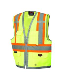 SRWV1010260U-L image(0) - Pioneer 300D Oxford with Mesh Back Surveyor Vest  - Color:  Hi-Vis Yellow/Green  - Size: L