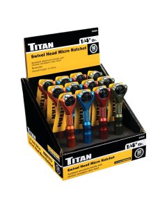 TIT11314 image(1) - TITAN 1/4 inch  Drive  Swivel Head Micro Ratchet - Display Box of 12 Units