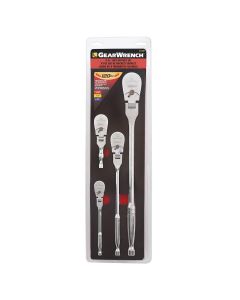 KDT81230XP image(0) - GearWrench 4 Piece 1/4 Inch, 3/8 Inch, and 1/2 Inch Drive 120XP Full Polish Flex Handle Teardrop Ratchet Set