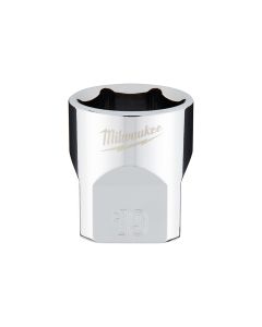 MLW45-34-9089 image(1) - Milwaukee Tool 3/8" Drive 19mm Metric 6-Point Socket with FOUR FLAT Sides, Vanadium Steel, Chrome
