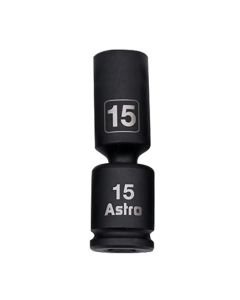 AST78344M06 image(0) - Astro Pneumatic 15MM 3/8 Inch Drive Mid-Length Pinless Universal Impact Socket - Metric