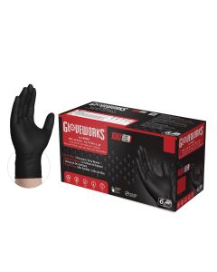 AMXGWBN44100 image(0) - Gloveworks Gloves Heavy Duty Black Nitrile Med