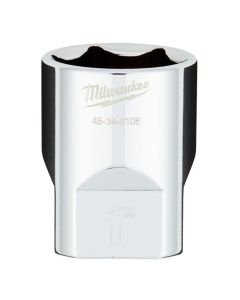 MLW45-34-9108 image(0) - Milwaukee Tool 1/2" Drive 1" SAE 6-Point Socket with FOUR FLAT Sides, Vanadium Steel, Chrome