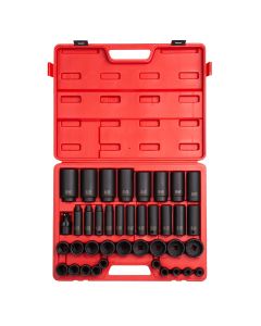 SUNEX 39PC 1/2"DR 12 POINT SAE MASTER IMPACT SOCKET SET