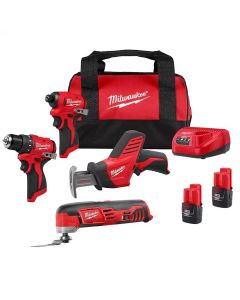 MLW3494-24 image(0) - Milwaukee Tool M12 Subcompact Brushless 4-Tool Combo Kit