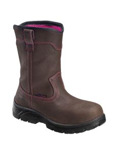 FSIA7146-7.5M image(0) - Avenger Framer Wellington Series - Women's Mid-Calf Slip-On Work Boots - Composite Toe - IC|EH|SR - Brown/Black - Size: 7.5M