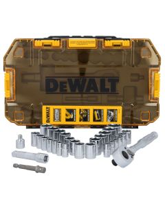 DWTDWMT45412 image(0) - DeWalt 30Pc Tough Box 1/4In And 3/8In Dr Socket