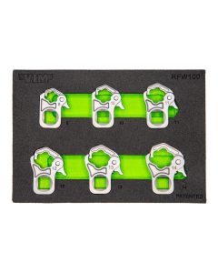 VIMRFW100 image(0) - VIM Tools 6 Piece 3/8 Inch Drive Ratcheting Flare Nut Wrench Set (8,10,11,12,13,14 mm)