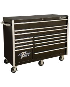 Extreme Tools RX Series 12 Drawer Roller Cabinet Black w Chrome Drawer Pulls
