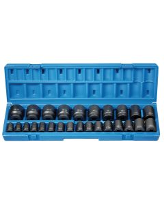 GRE1726M image(0) - Grey Pneumatic 1/2" Drive 26 Piece Standard Length Metric Set - 12 Point