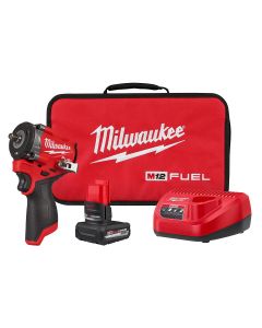 MLW2562-21 image(0) - Milwaukee Tool M12 FUEL Stubby 3/8 Inch Impact Wrench Kit