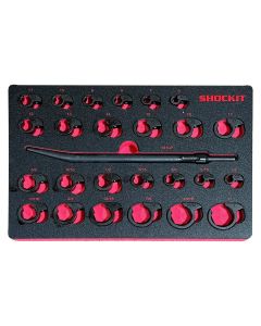 LTILT1935FM image(0) - Milton Industries LTI Tool By MIlton 25-Piece SAE/METRIC Shockit Line Wrench Set - Automotive/Hydraulic Line Fittings In Foam Tray