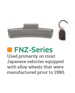 PWWFN040Z image(0) - Wegmann Automotive 40 g Zinc Coated Clip-on FNZ Orange Series Wheel Weight (Box of 25)